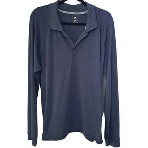 GAPfit Shirt Mens XL Blue Grey Henley Top Workout Athleisure Casual Everyday Top